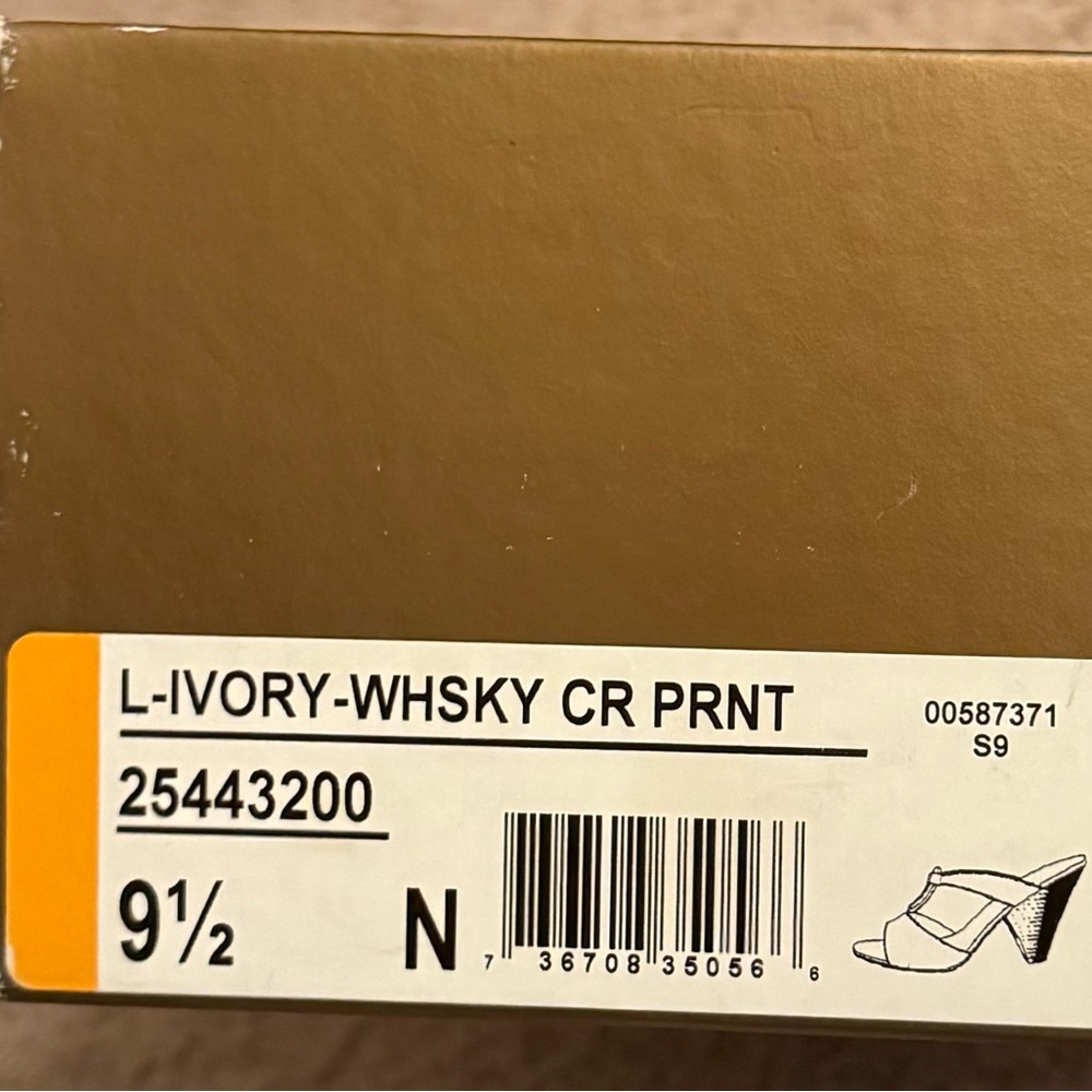 Franco Sarto Ivory and Whiskey Printed Heels